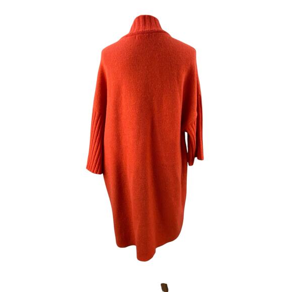 A.Ida Long Wool Sweater Coat Size L Orange Made In Italy - Picture 4 of 9